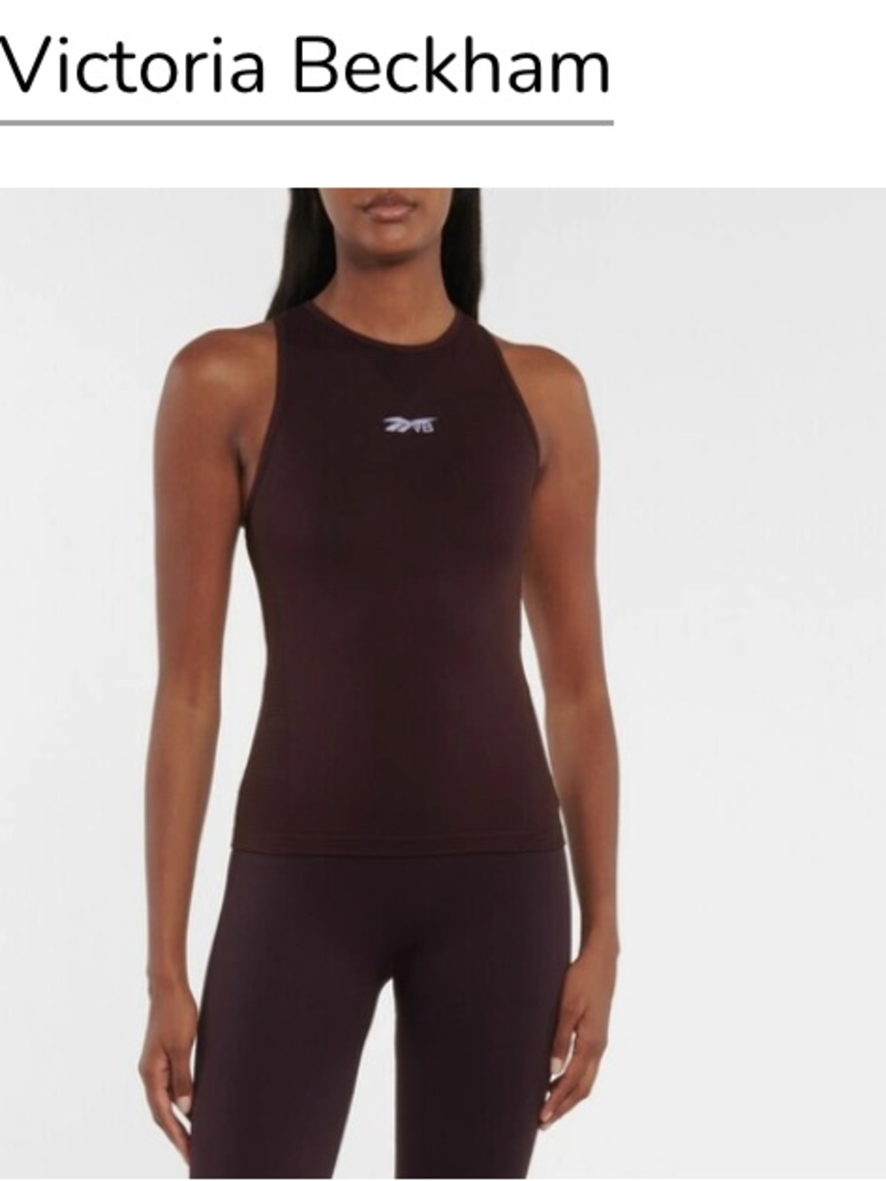 Victoria Beckham Reebok Dark Brown Athletic Tank with White Logo
